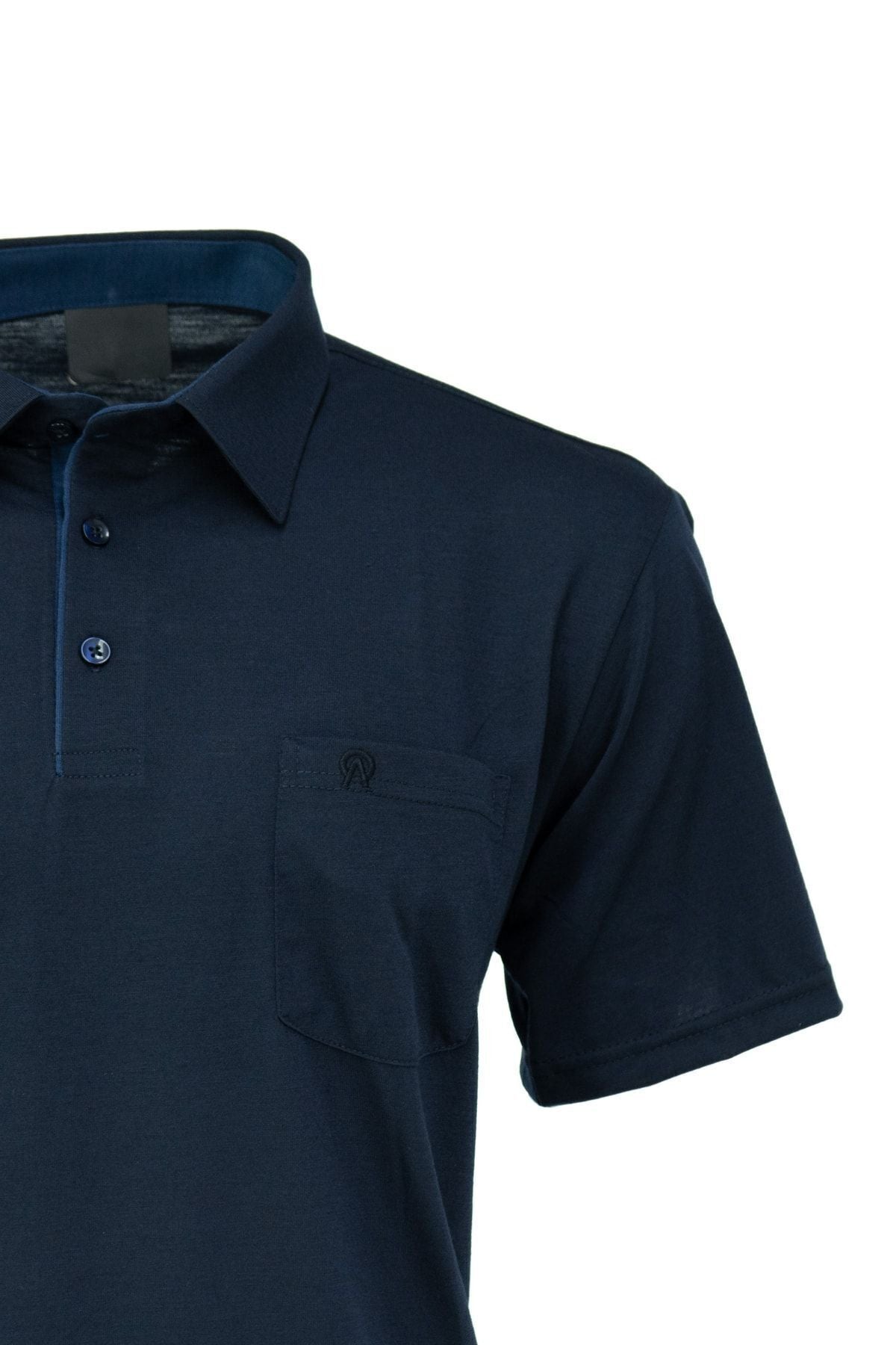 Erkek Cepli Kısa Kollu Düz Renk Normal Kesim Pamuklu Kumaş Gömlek Yaka T-shirt